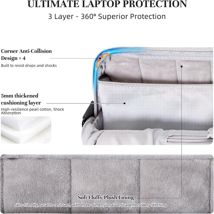Timeet Laptoptasche 17 Zoll mit Abnehmbarem Schultergurt 360°-Schutz 17 3 Zoll Laptop Tasche Arbeits