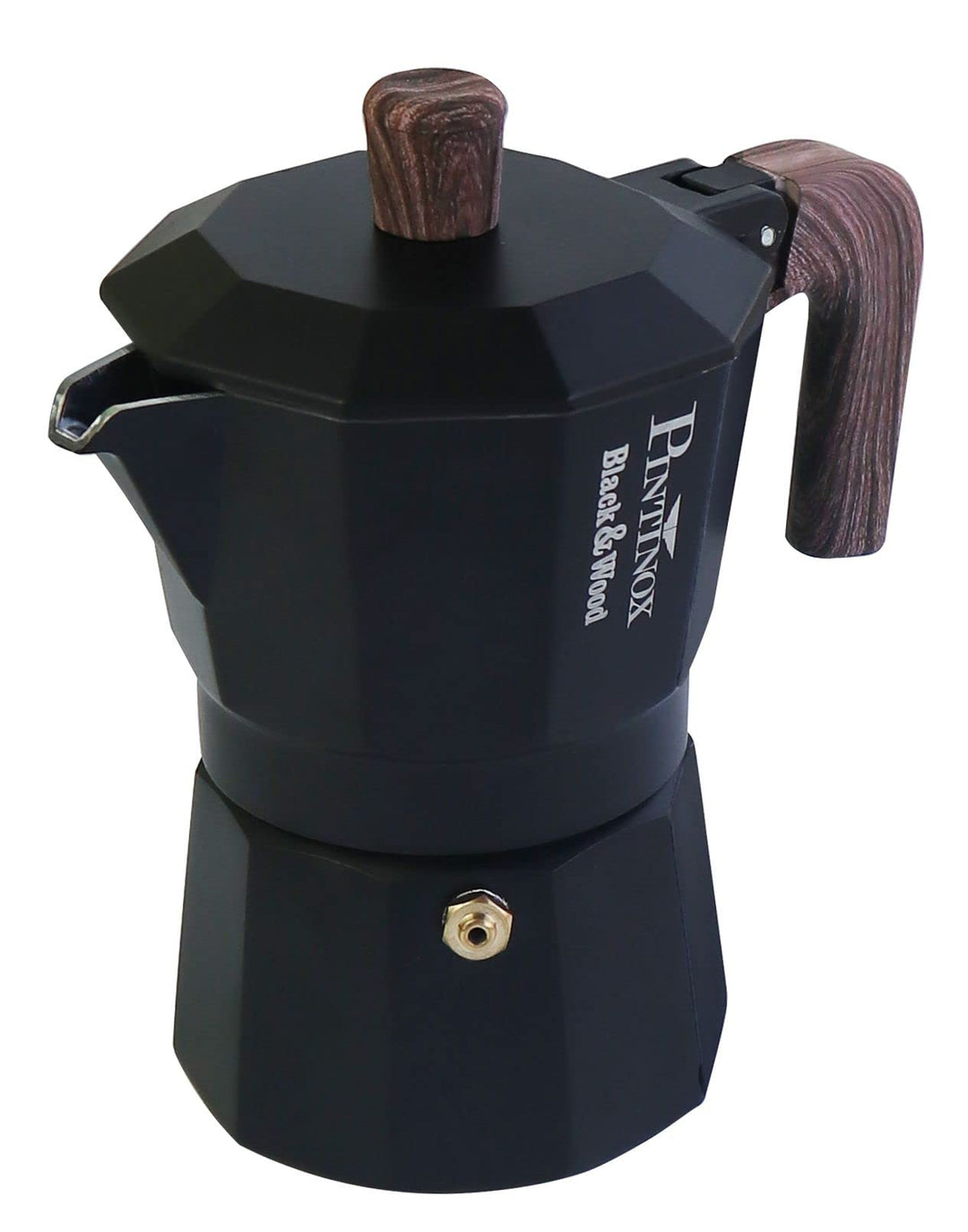 PINTINOX Black&amp;Wood Moka Espressokocher für 3 Tassen (158 ml, Schwarz) 3 tazze, 3 tazze