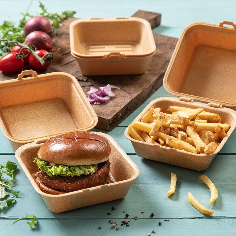 BIOZOYG Mehrweg-Burgerboxen 60 Stück I to-Go-Verpackungen für heiss und kalt I Lunchbox Take-Away-Be