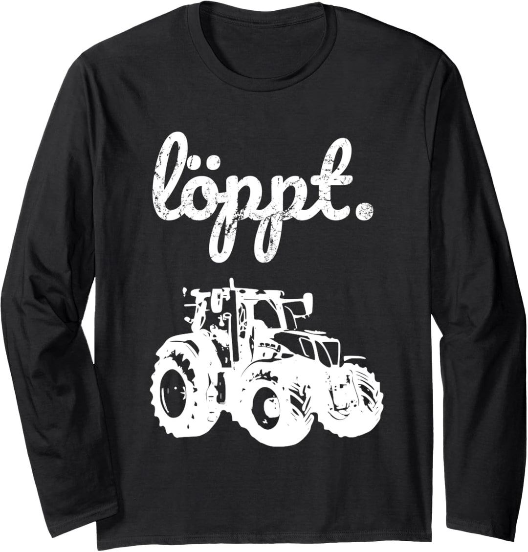 Trecker Landwirt Bauer plattdeutsch Norddeutschland Traktor Langarmshirt
