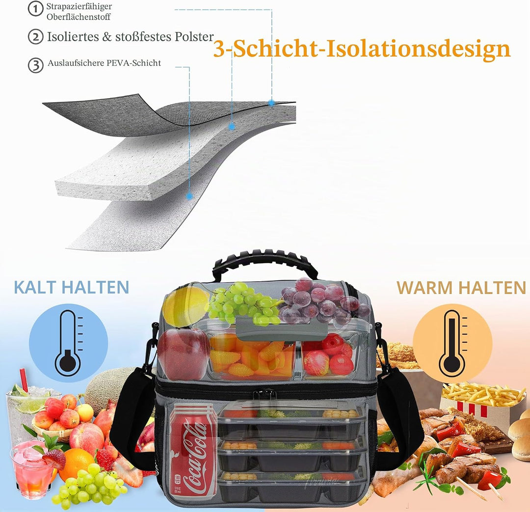 Kato Tirrinia Faltbar Gross Kühltasche 13L(22Dosen), Doppellagige Isoliertasche Lunchtasche Picknick