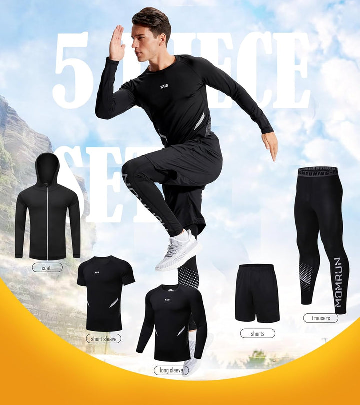 5pcs Trainingsanzug Herren Activewear Laufshirt Schwitzanzug Sportbekleidung Schwitzanzug Kompressio