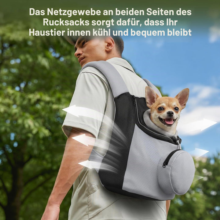 BONTHEE Hundetrage-Rucksack für kleine Hunde & Welpen – atmungsaktiver Frontrucksack mit PE-Boden un
