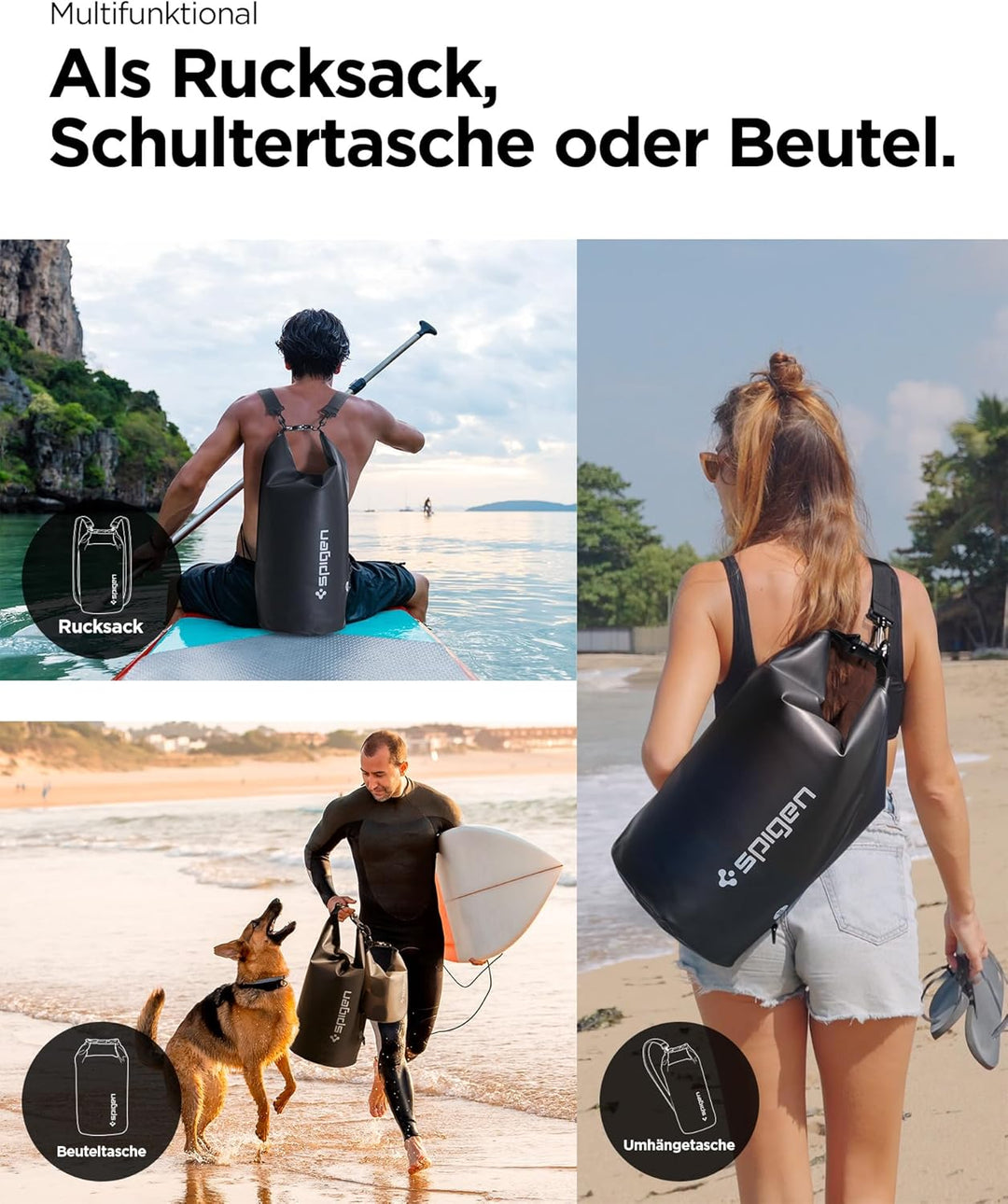 Spigen Dry Bag Set [Aqua Shield] [20L+21] wasserdichte Tasche Set wasserfeste Tasche & Rucksack für