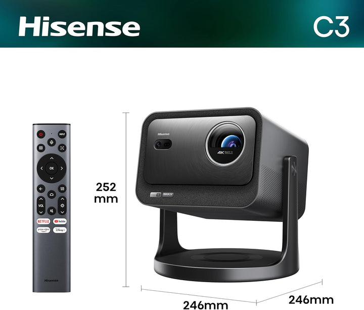 Hisense Laser Mini Projector C3, 65"-300" Projektionsgrösse, 4K,IMAX Enhanced,Optischer Zoom1.0-1.3: