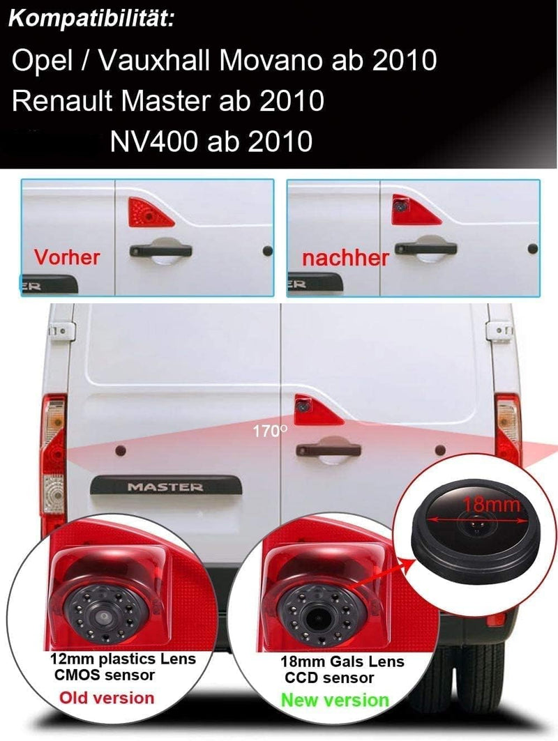 4.3 Zoll LCD Rückspiegel+3rd Bremsleuchte Kamera Bremslicht Rückfahrkamera Einparkhilfe Wasserdicht