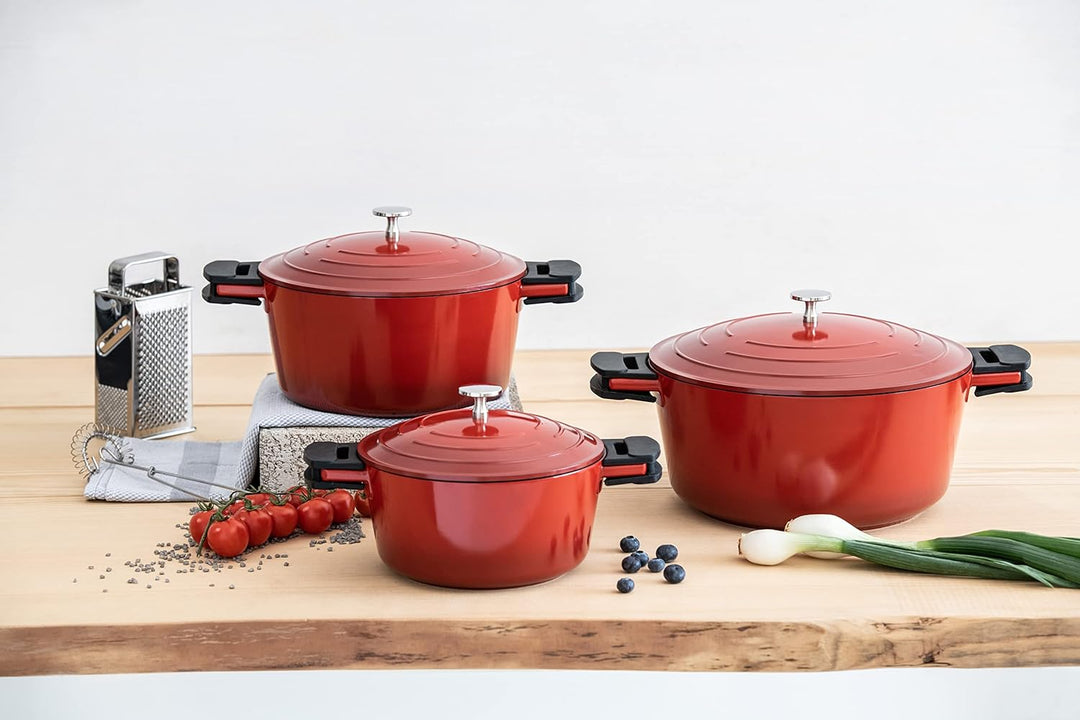 Kelomat, 3422-385, Schmortopf INDUKTION KERAMIKA RED, mit Deckel, Durchmesser 28cm, Inhalt 6,8 Liter