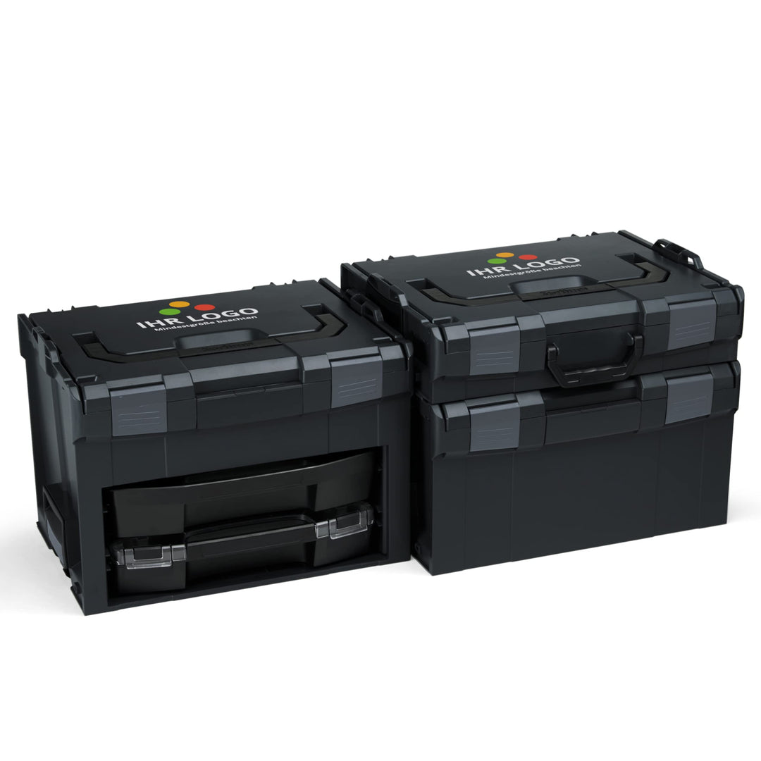 Bosch Sortimo L-BOXX Set Schwarz | Anpassbar mit Logo | L-BOXX 102, 238 & LS-BOXX 306 inkl. i-BOXX,