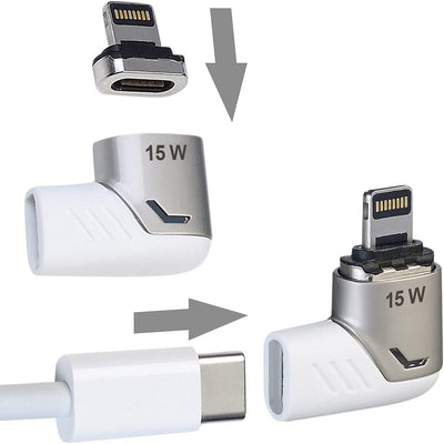 Callstel Magnet-Adapter iPhone: 4er-Set Lightning-kompatibler 90°-USB-C-Schnell-Ladeadapter,magnetis