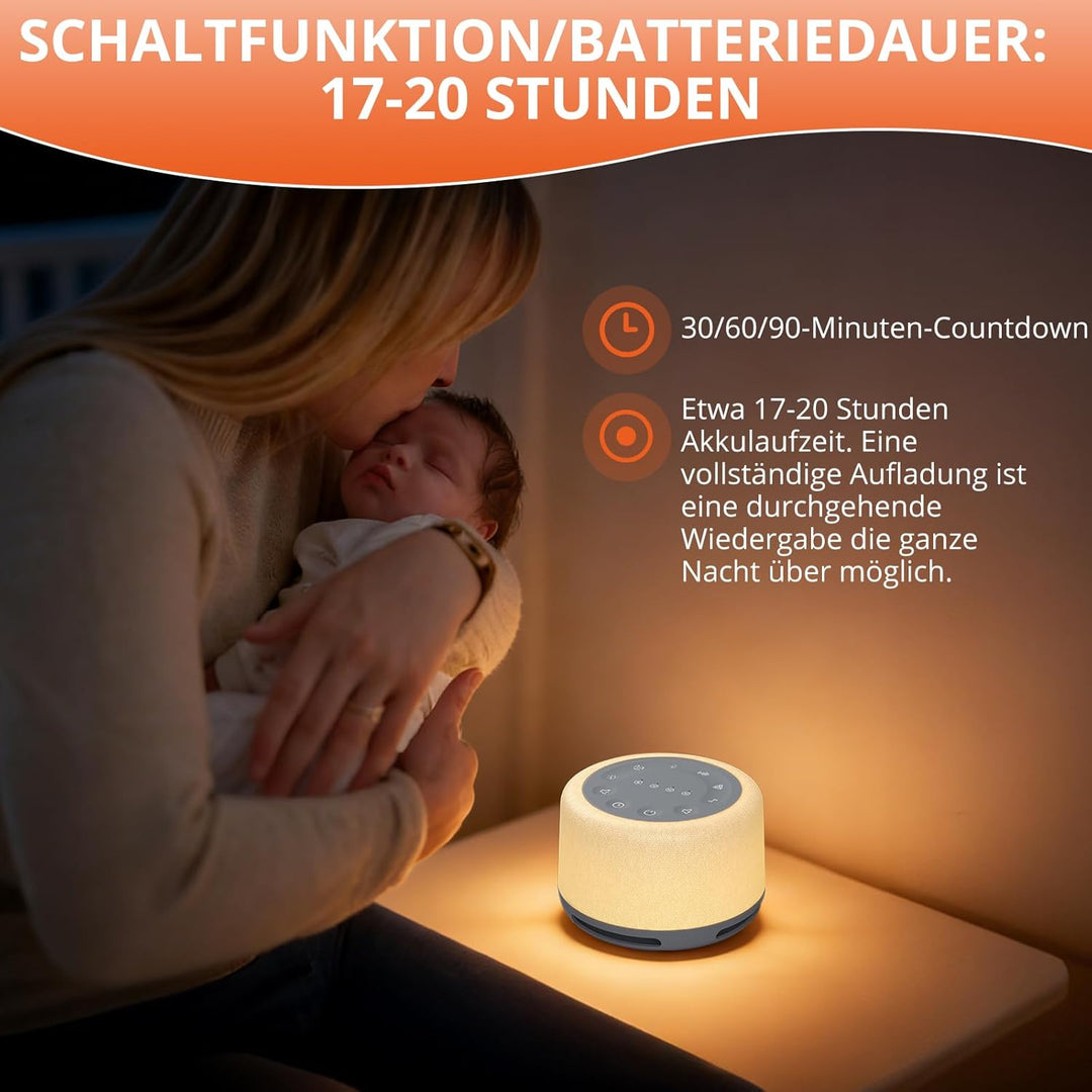 FUNYKICH White Noise Machine, 30 Klänge & Atemtraining, Aufnahmefunktion, Wireless Lautsprecher, 7 F