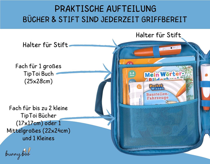 bunnyboo Tasche für TipToi - Platz für bis zu 8 Bücher - TipToi Starterset mit Einsatz für Tiptoi St