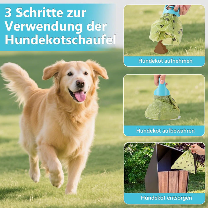 Tragbare Hundekotschaufel mit Tütenspender, 6-Klauen Hundekotgreifer berührungslos, Hundekotaufnehme