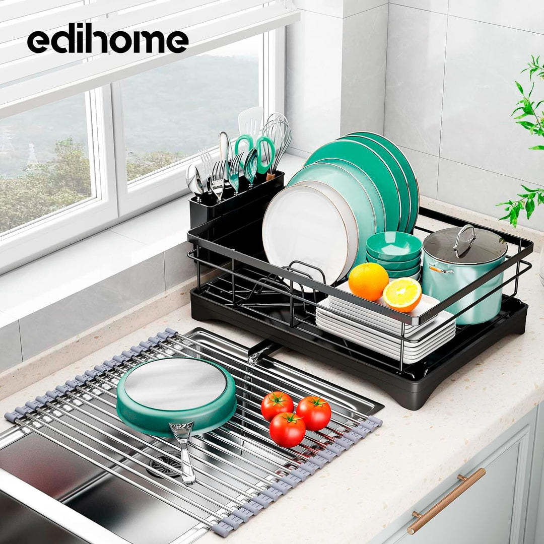 edihome, Abtropfgestell Geschirr, Geschirrständer für die Küchentheke, langlebiger Küchen-Trockenstä