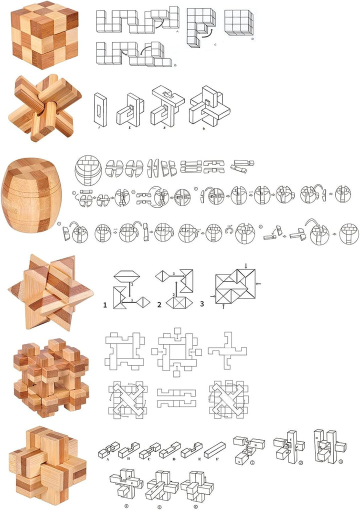 3D Holz Pädagogisches Spielzeug Denkaufgabe Puzzle, Logikspiele aus Holz, IQ Test Mind Game Denkaufg