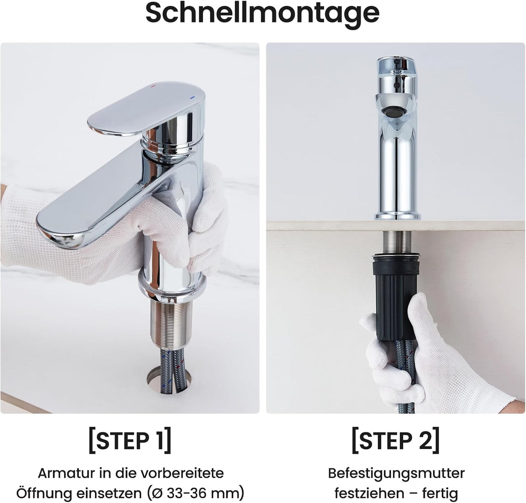CECIPA Wasserhahn Bad Bleifrei, Waschtischarmatur mit Auslauf Höhe 10cm | Hochdruck Waschbecken Arma
