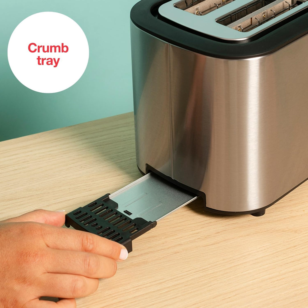 Solac – Toaster Buon Giorno Mini Inox, 870W, 13x11,5x3,4cm Toastfläche, 6 Bräunungsstufen, 3 Funktio