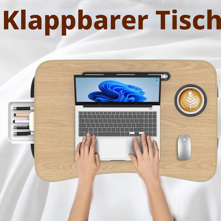 Huracan Laptop Tisch für Sofa, Betttablett Klappbar, Tragbares Laptoptisch für Bett, Lapdesk mit Sch