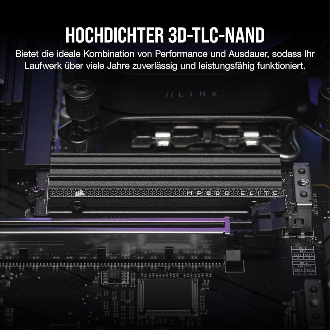 Corsair MP600 Elite 4TB M.2 PCIe Gen4 x4 NVMe SSD mit Integriertem Kühlkörper – M.2 2280 – Bis zu 7.