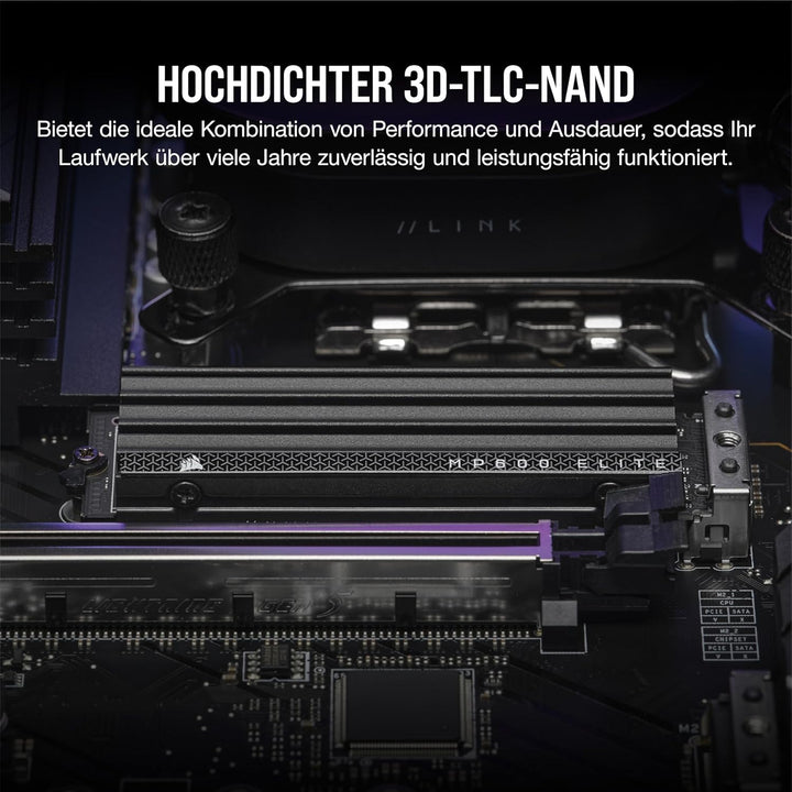 Corsair MP600 Elite 4TB M.2 PCIe Gen4 x4 NVMe SSD mit Integriertem Kühlkörper – M.2 2280 – Bis zu 7.