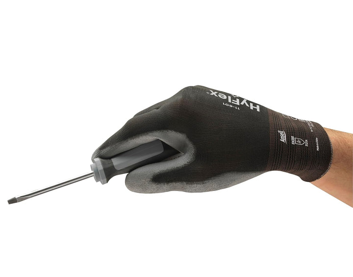 Ansell HyFlex 11-601 Dünne Arbeitshandschuhe, Nylon-Strickhandschuhe mit PU Beschichtung, Leichte Sc