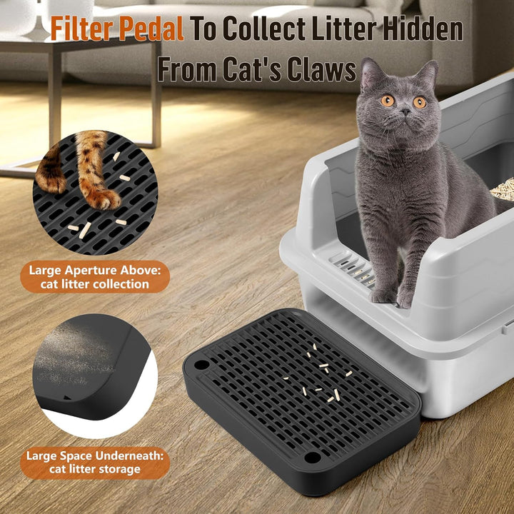 Katzentreppe, Katzentoilette Rampenmatte mit Filterfunktion, Katzenklo Stufen für automatische selbs