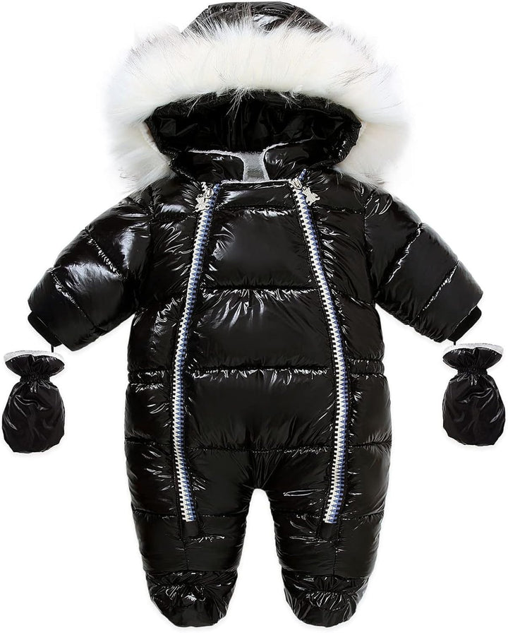 Fulidngzg Baby Winteroverall Gr 86 92 mit Kapuze Warme Winterjacke Strampler Winddicht Reissverschlu