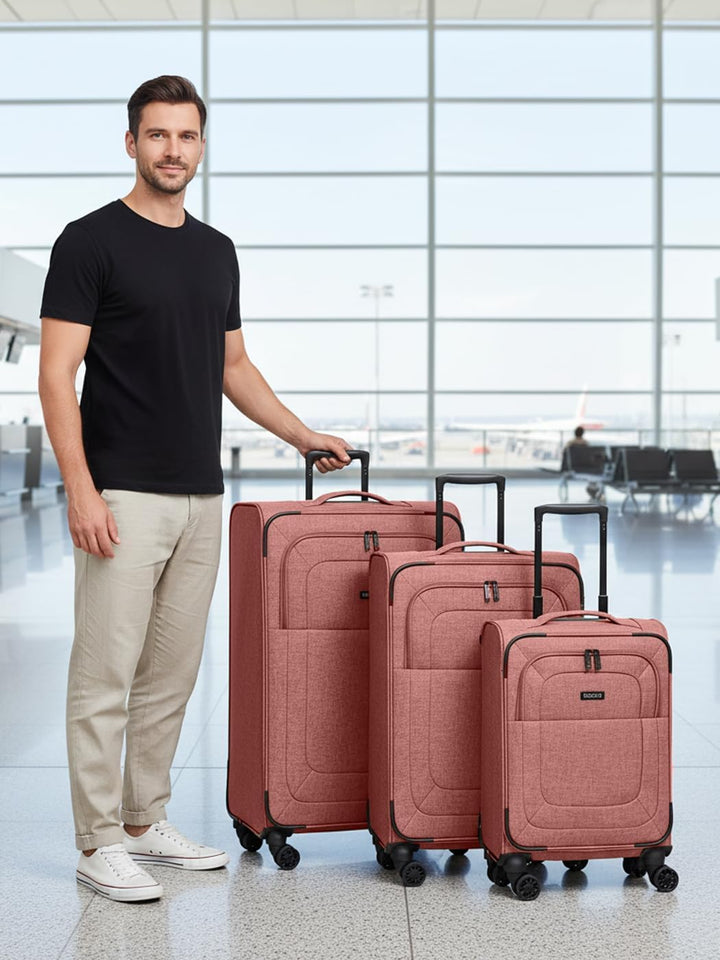 REDOLZ Koffer-Set 3-teilig für Damen & Herren | leichte & stabile Reise-Trolleys, hochwertiges Softc
