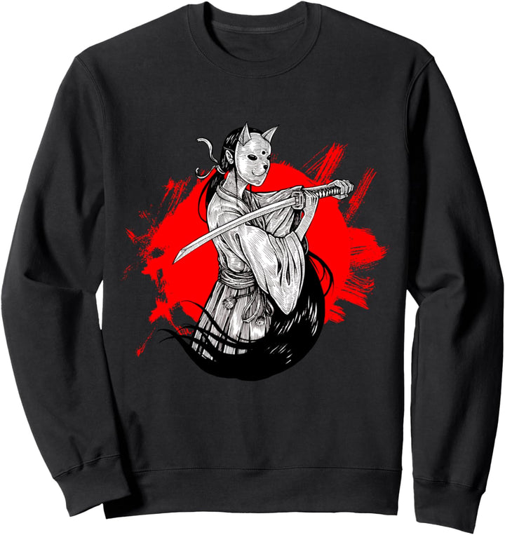Japanische Samurai Krieger Retro Japan Kalligraphie für Mut Sweatshirt
