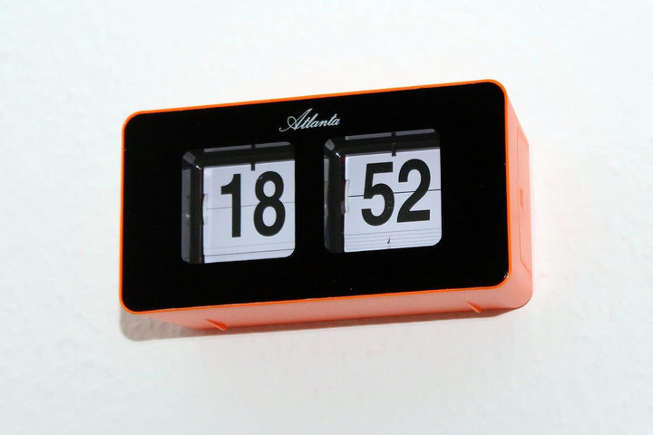 Atlanta Moderne Tischuhr Quarz mit Retro Flip Anzeige - 4464 (Orange/Schwarz) Gelb/Schwarz, Gelb/Sch