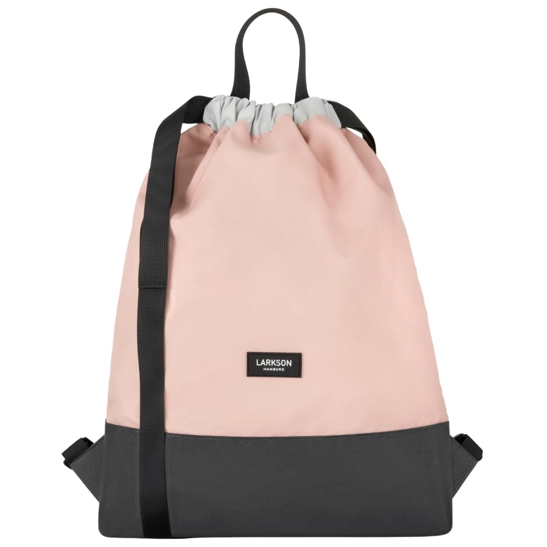 LARKSON Turnbeutel Damen &amp; Herren Rosa Grau - No 7 - Rucksack Damen für Sport und Festival - Beutel