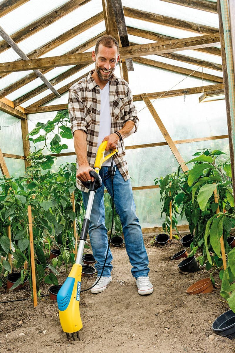 GLORIA Gardenboy PLUS | Elektrischer Bodenkrümler | Motorhacke/Gartenhacke und Kultivator mit 8 cm A