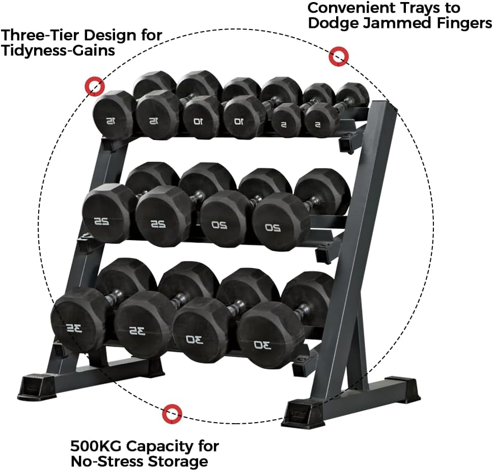 Zlinke Hantelständer Kurzhantelablage, 3 Regale Dumbbell Rack Multilevel Weight Storage Organizer 45