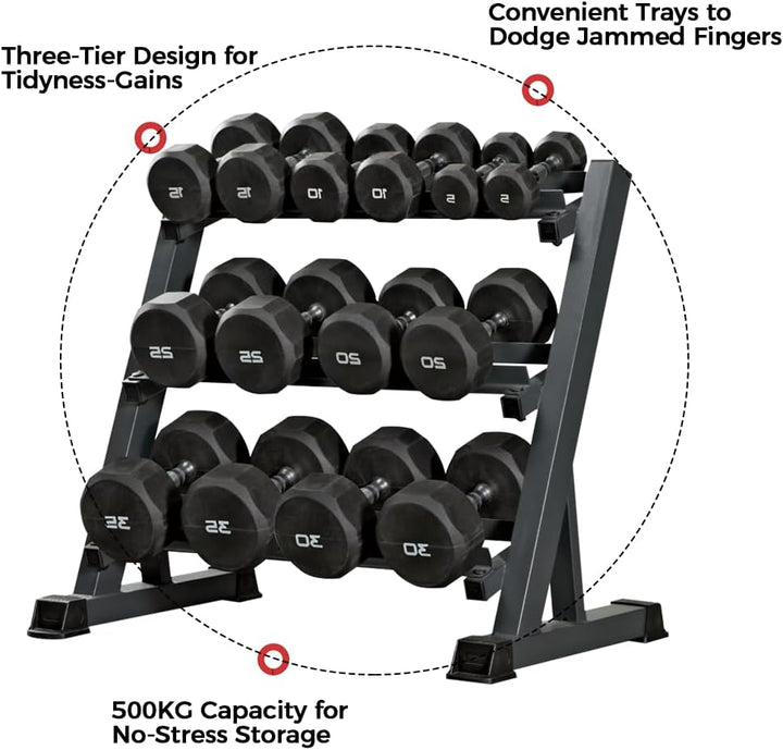 Zlinke Hantelständer Kurzhantelablage, 3 Regale Dumbbell Rack Multilevel Weight Storage Organizer 45