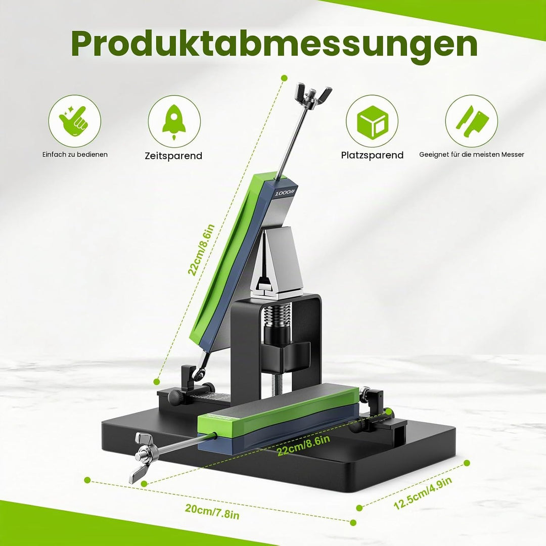 Messerschärfer Profi Set, Outdoor Messerschleifer mit 8 Körnungen, Universal Schärfsystem klein mit