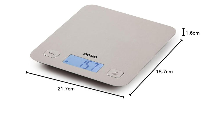 DOMO DO9239W Küchenwaage Digital - XL - Hochpräzise 1g-5000g - Silber