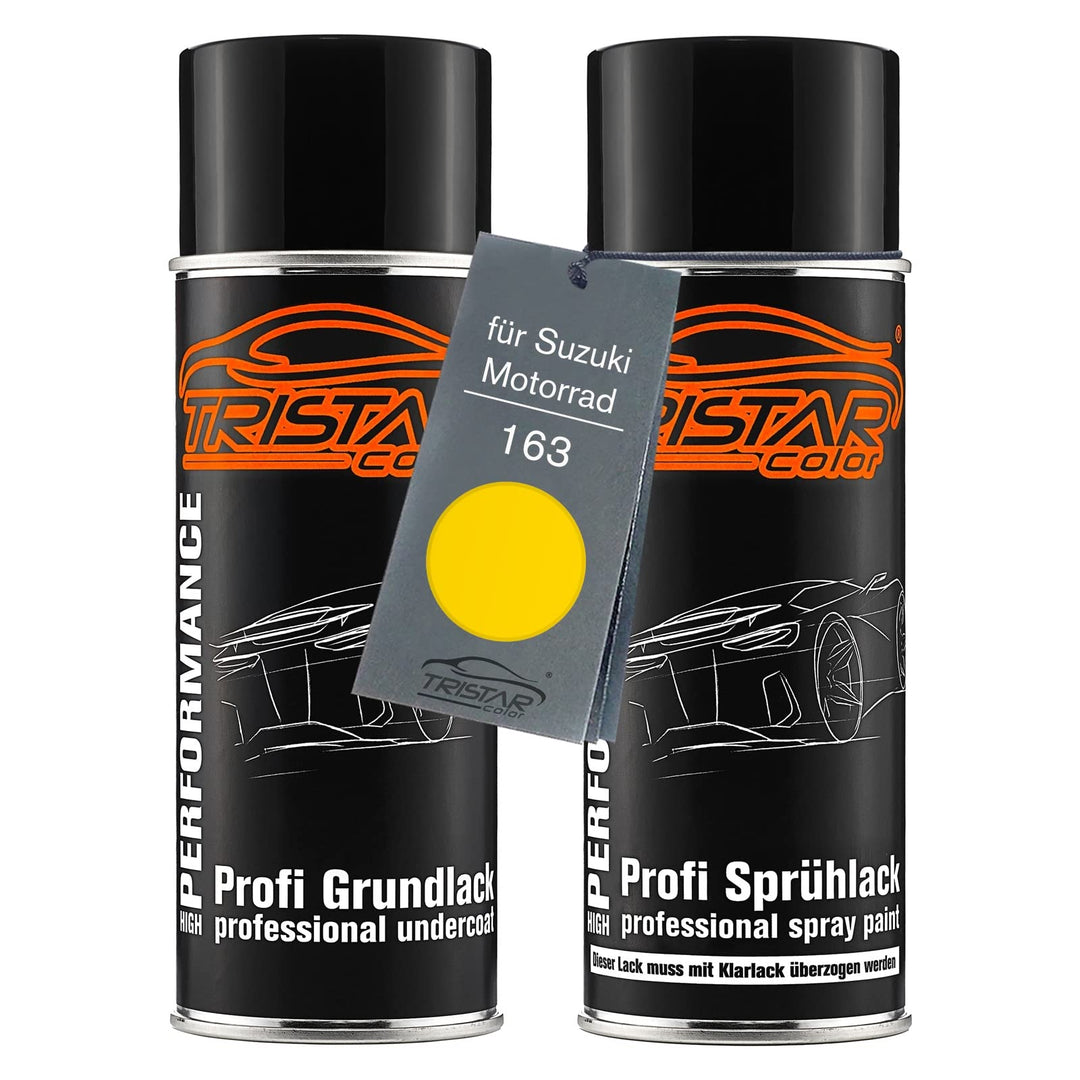 TRISTARcolor Motorradlack Spraydosen Set für Suzuki Motorrad 163 Phloling Yellow Grundlack Basislack
