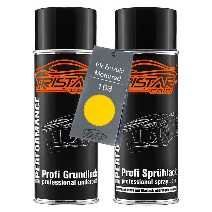 TRISTARcolor Motorradlack Spraydosen Set für Suzuki Motorrad 163 Phloling Yellow Grundlack Basislack