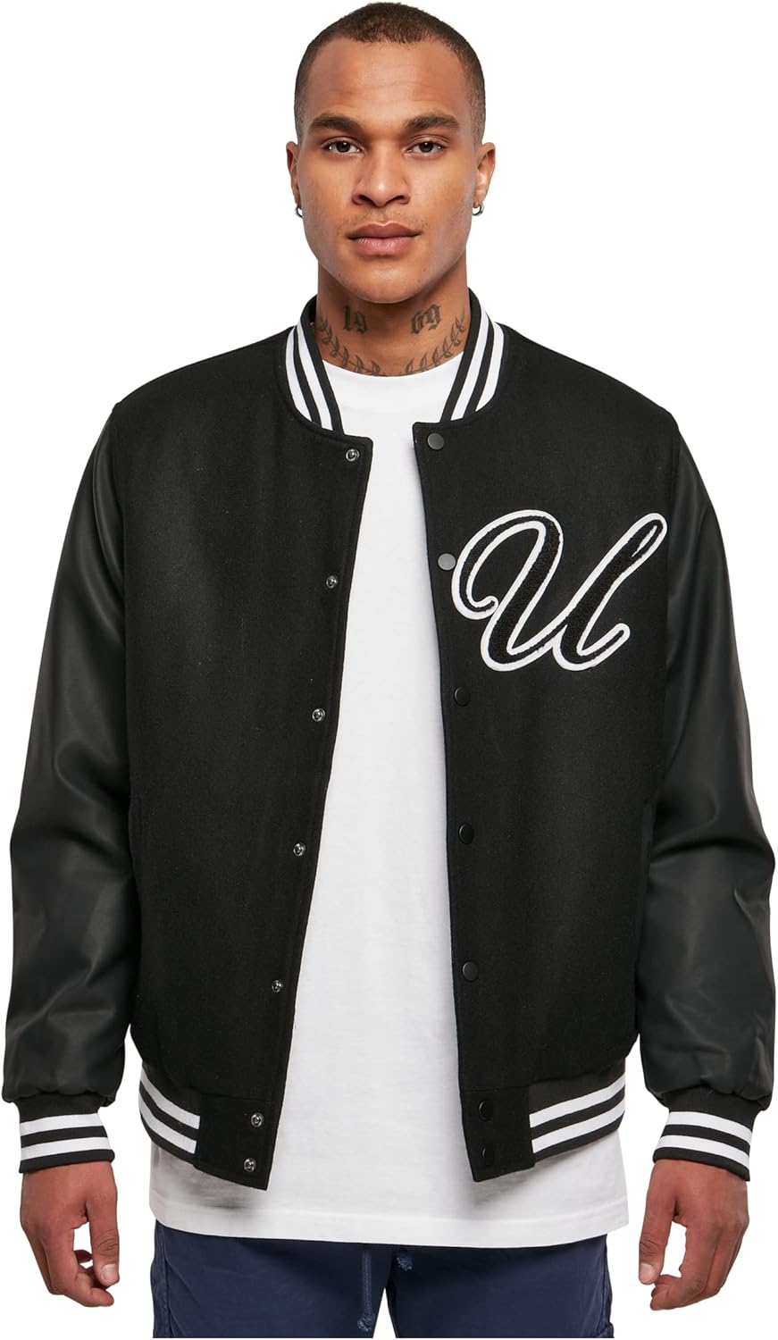 Urban Classics Herren Big U College Jacket M Schwarz, M Schwarz