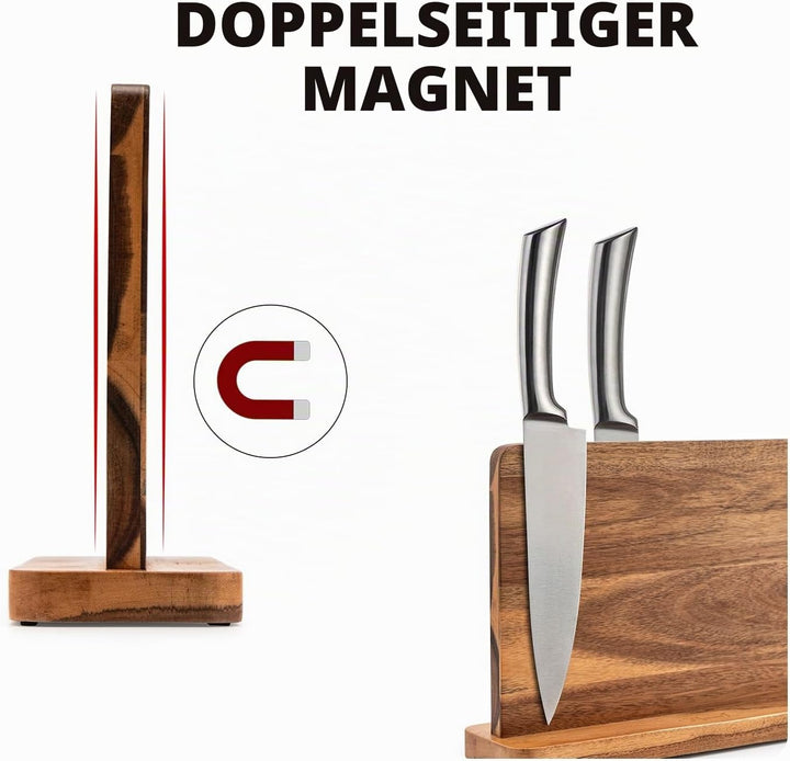 Messerblock Doppelseitiger magnetischer Messerhalter Multifunktionaler hölzerner Messerständer mit s
