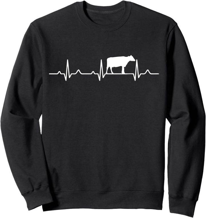 Bauer Landwirt Kuh Herzschlag Rinder Sweatshirt