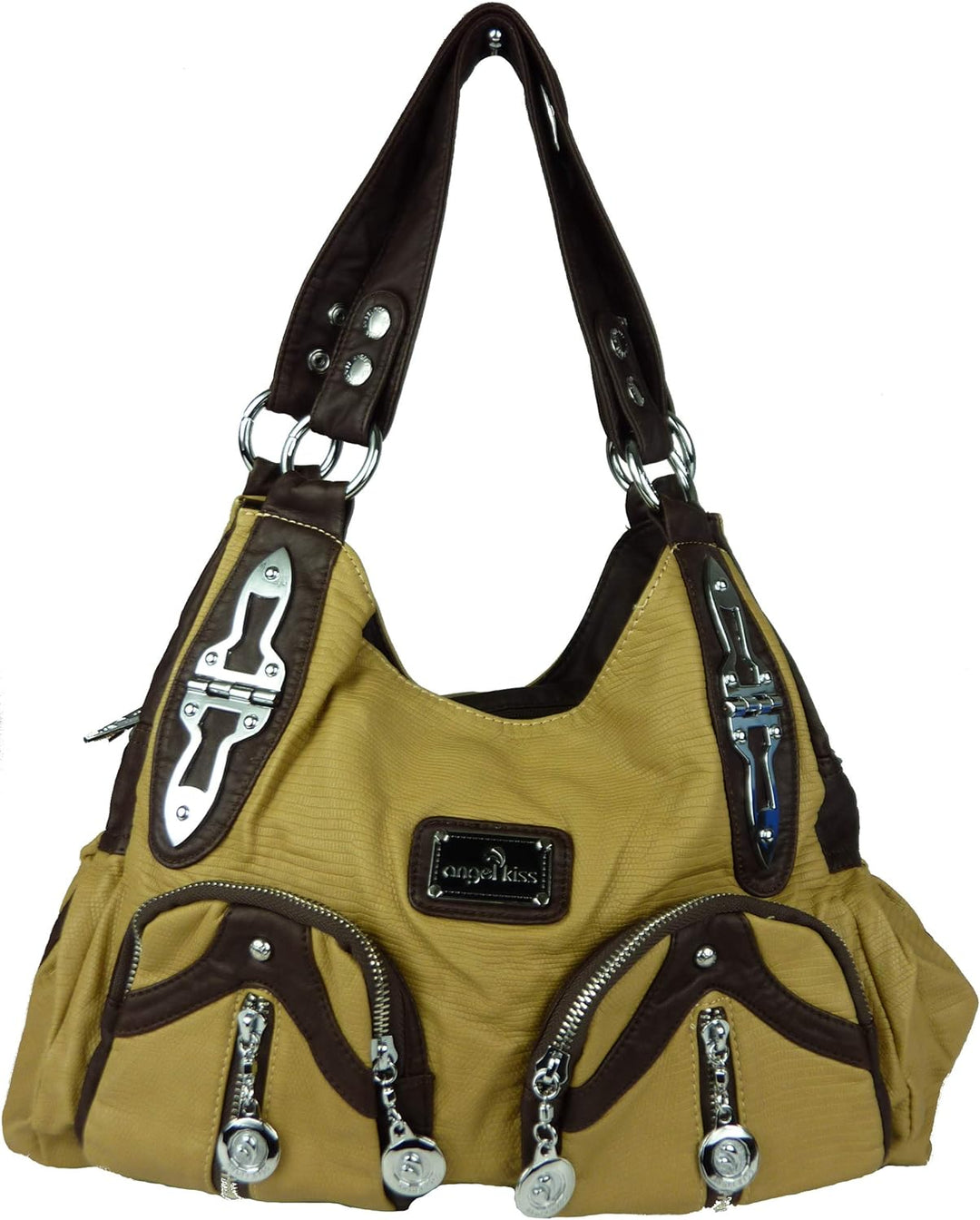 kennydoo Grosse Damen-Handtasche im Hobo-stil I geräumig mehrere Fächer weiches Leder Imitat I Schul