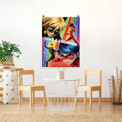 Bilderwelten Poster Kinderzimmer Miraculous Love & Courage - Kinderposter Wanddeko für Kinder Glänze