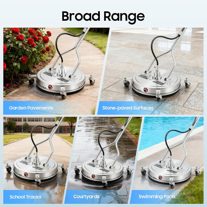 4500PSI 20 Zoll Edelstahl Scheibenreiniger handgeführt Hochdruck Oberflächenreiniger 25° Doppeldüse