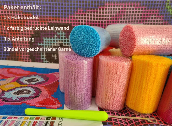YOOTOM Knüpfteppich Zum Selber knüpfen, Knüpfsets Latch Hook Kit Selbst Knüpfen Set für Kinder und E