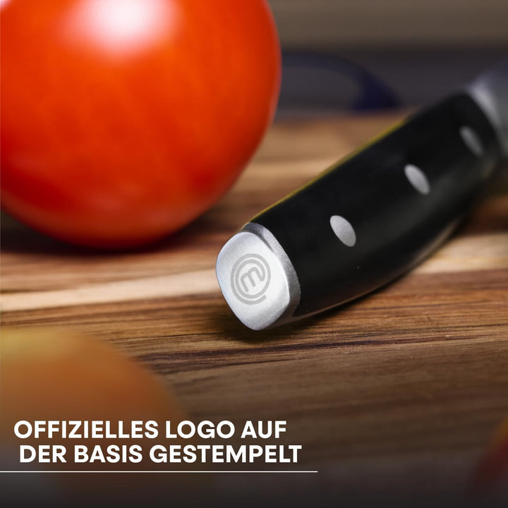 MasterChef Santoku Messer, Kochmesser Profi Messer aus Kohlenstoffreichem Edelstahl, Dreifach Vernie