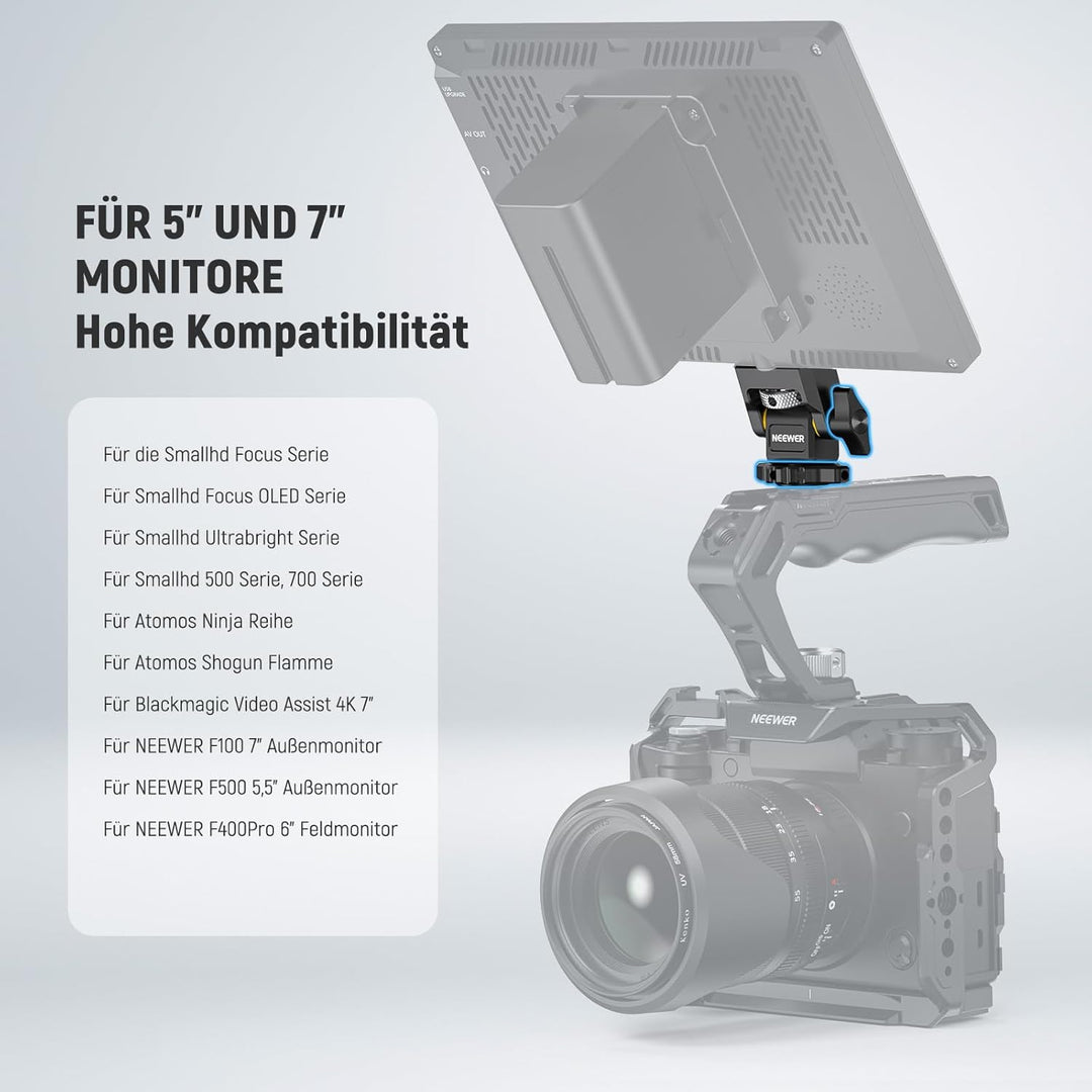 NEEWER Feldmonitorhalterung mit Cold Shoe,1/4" Schraube für 5" & 7" Kamera Monitor Mount, 360° drehb