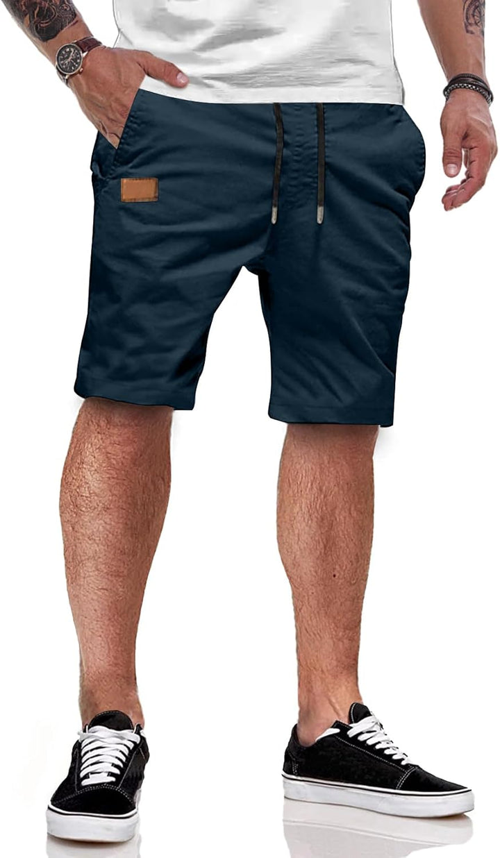 JMIERR Kurze Hosen Herren Shorts Herren Sommer Chino Baumwolle Elastische Taille mit Taschen XL E Bl
