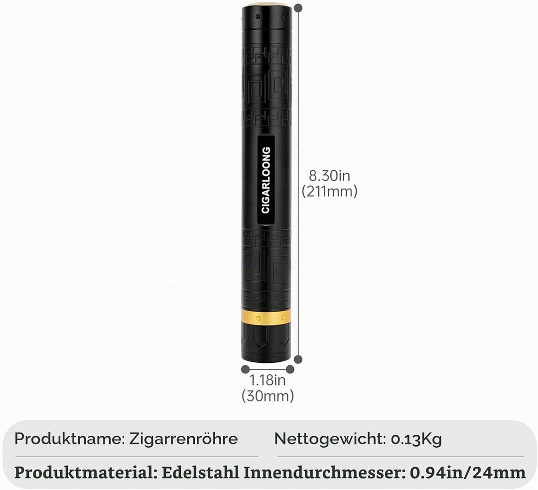 Zigarrenetui 3-in-1 Edelstahl Zigarrenrohr mit Hygrometer, Zigarrenpunsch und Zigarrenhalter, langle