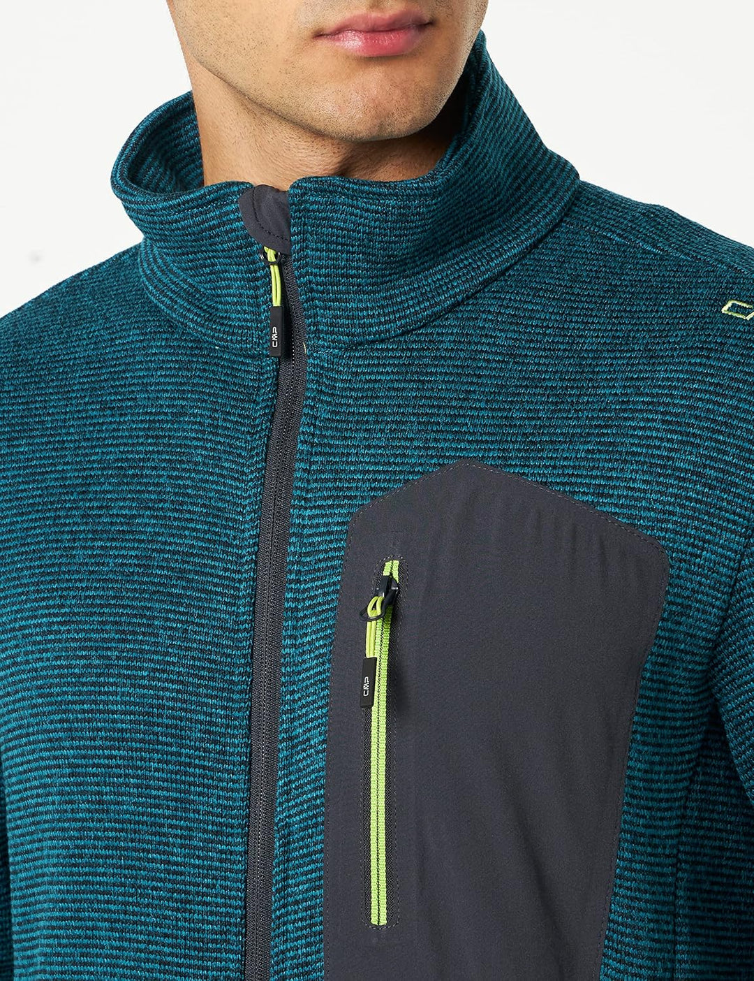 CMP Leichte Fleece-Strickjacke mit Netz 54 Deep Lake-Schwarz, 54 Deep Lake-Schwarz