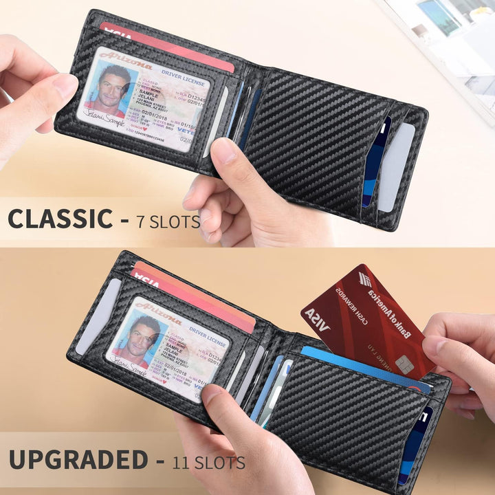 RUNBOX Top Layer Echtes Rindsleder Geldbörse für Herren Slim Mens Wallet-Money Clip RFID Wallet-Gift